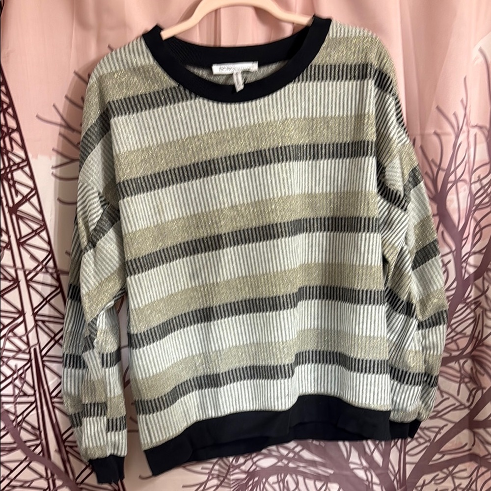 BCBGeneration Black and Cream Crew Neck Sweater